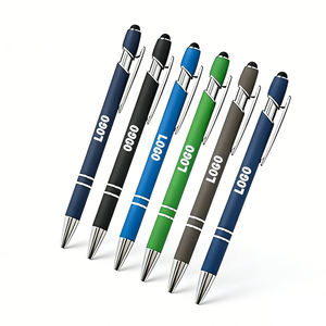 Оптовая продажа: Ручка-стилус 2-в-1 с мягким резиновым наконечником для сенсорных экранов, металлическая шариковая ручка с возможностью нанесения логотипа для офиса и бизнеса - Product Image 1