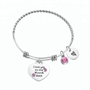 Giro brazalete pulsera de cristal Rosa te amo a <span class=keywords><strong>la</strong></span> <span class=keywords><strong>luna</strong></span> y <span class=keywords><strong>la</strong></span> espalda pulsera en acero inoxidable pulsera - Product Image 1
