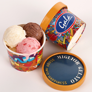 Coppette per Gelato Personalizzate <span class=keywords><strong>3</strong></span> 4 5 8oz con Stampa Colorata Contenitori Monouso per Gelato con Coperchio per Yogurt e Gelato - Product Image 3