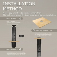 Module de prise de courant universel multifonctionnel en aluminium robuste, encastrable, avec levage manuel, pour bureau ou table