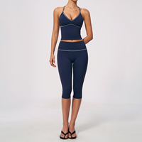 Ensemble de course 2 pièces à séchage rapide en Spandex/Nylon imprimé pour femme, débardeur long rembourré à dos en Y et short de sport, tenue d'entraînement pour la gym3