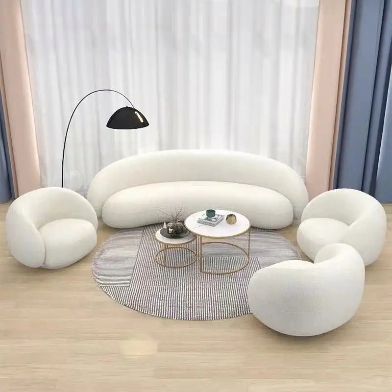 Designer Julep Sofa Sectional 3 Seater Sofa Lamb Wool Living Room Furniture White Luxury Couch Modern 1 Piece Sofa Set