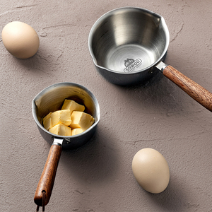 Casserole à lait <span class=keywords><strong>en</strong></span> acier inoxydable 304, double bec verseur, anti-brûlure, poignée <span class=keywords><strong>en</strong></span> bois, échelle graduée interne, antiadhésive, résistante à la chaleur, pour cuisine domestique et aliments pour bébés - Product Image 6
