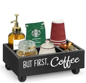 Современный деревянный органайзер для кофе-бара на заказ для кухонного ящика для хранения кофейного сиропа, чая, стильный дизайн «Caddy»