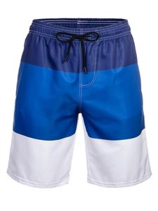 กางเกงว่ายน้ำแห้งเร็วเอวยางยืดมีเชือกผูกเอวสีล้วนบล็อก100% โพลีเอสเตอร์ยาวสั้นลำลองสำหรับผู้ชาย - Product Image 3