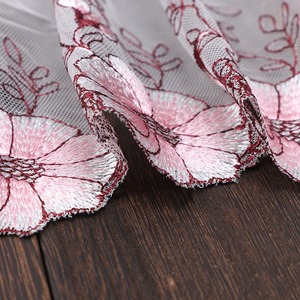 Nuevo encaje de flores rosas tela de red adornos de encaje bordados para ropa, accesorios de dobladillo de vestido de novia - Product Image 5