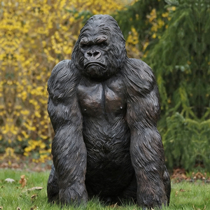 Estatua de gorila de bronce para jardín al aire libre de tamaño real, escultura de Animal de pie, artesanía de Metal duradera y llamativa - Product Image 1