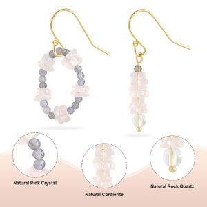 Hot Selling 18K Gold Rose Quartz Crystal Pink Trendy Women's Fashion Jewelry Gift <b>Set</b> - Product Image 4
