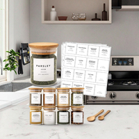 Pots à Épices en Gros avec Couvercles en Bambou, Bocaux de Rangement Alimentaire en Verre Ménagers pour l'Organisation Domestique et l'Utilisation en Cuisine, pour Bébés