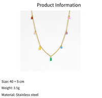 Fournisseur de bijoux 2026, collier pendentif goutte d'eau en zircon 7 couleurs, bijoux en acier inoxydable plaqué or pour femmes