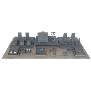 <b>Custom</b> Luxury Gray Microfiber Jewelry Showcase Set for Earrings Display <b>Ring</b> Necklace Jewelry Display Racks - Product Image 5