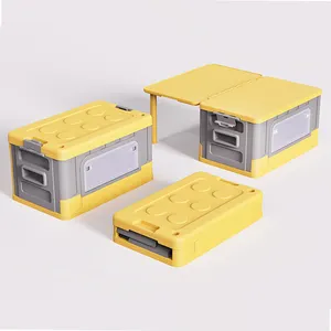 Folding Storage Box Table Popular Heavy Loading Plastic Plastic Containers with Lids Multifunction Square Modern Camping Storage