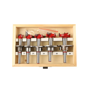 Jeu de 5 scies cloches de positionnement réglables en bois, rouges, à pointe en carbure, métriques, pour le perçage du contreplaqué - Product Image 3