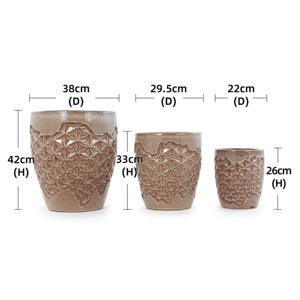 Maceta de Cerámica Estampada Marrón Claro Estilo Americano Vintage - Maceta Ecológica y Duradera con Textura de Estrella para Jardín Interior y Exterior del Hogar - Product Image 4