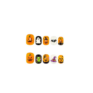 Faux <span class=keywords><strong>ongles</strong></span> fantaisie Halloween : 30 pièces, motifs citrouille, fantôme, chauve-souris, chapeau de <span class=keywords><strong>sorcière</strong></span> – Style européen et américain – Prix usine - Product Image 5