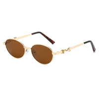 Nouvelles Lunettes de Soleil Ovales Petites 2026 pour Hommes et Femmes, Monture Métallique, Style Rétro Chic Années 90, Lunettes de Luxe de Marque