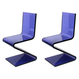 Plexiglas Esstisch Stuhl moderne Cantylever Z-Stühle in blauem Lucit-Akryl-Z-Stil-Stuhl
