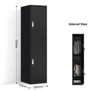 Rangement de vêtements bureau maison appartement école dortoir métal armoire armoire acier Almirah simple 2 portes casier avec serrure - Product Image 2