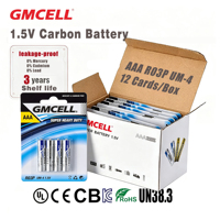 Batterie sèche au carbone-zinc GMCELL UM-4 Ultra 1,5V LR03 AAA, offre exceptionnelle d'usine, OEM ODM, vente en gros, certifiée CE IEC60086