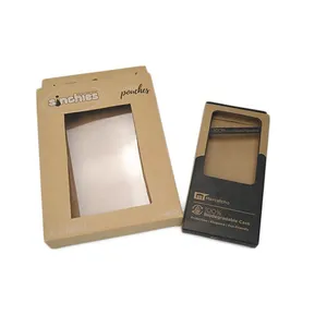 Custom Retail Display Box Phone Case Earphone Data Cable Packaging Cardboard Kraft Paper Boxes with Transparent Window