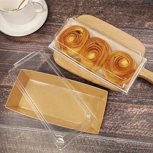 Disposable Custom Design Rectangle Square Cake Sandwich Hamburger Bread Hot Dog Kraft Paper Food Packaging Box With Lid