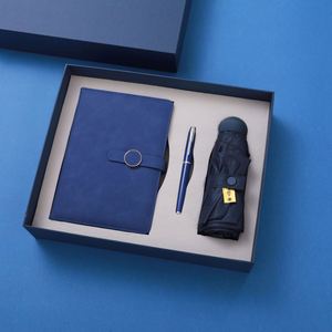 Customizable Diary Pen Gift Set Business Gift Office Stationery Pu Leather Hardcover <b>Journal</b> Notebook With Umbrella and Pen Set - Product Image 3