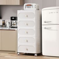 Meuble de rangement multifonctionnel en plastique à tiroirs étroits ; Table de chevet pour chambre et salle de bain, étagère pour vêtements, collations et papeterie