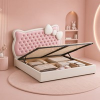 Mädchen-Queensize-Bett mit Stauraum und Rosa Kopfteil für Kinderzimmer-Möbel