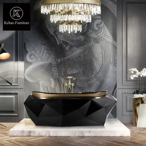 Itália novo design moderno de luxo banheiro mestre com banheira do diamante preto banheira independente