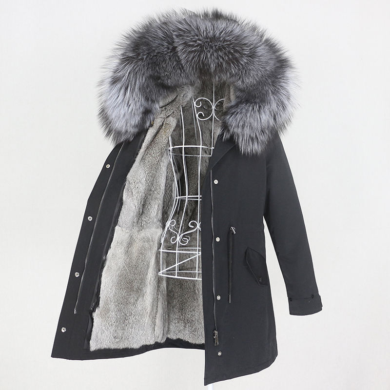OFTBUY Long Waterproof Parka with Real Fur Collar Liner
