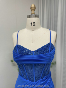Vestido de Fiesta Azul Rey Brillante MB40194 con Abertura para Damas, Vestido de Noche Formal con Tirantes Espagueti y Estilo Sirena para Bodas - Product Image 3