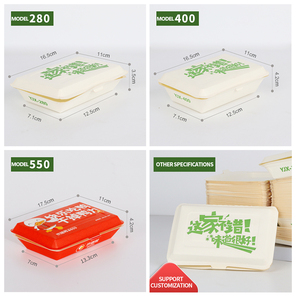 Boîte à lunch plate jetable en papier kraft écologique, recyclable et imperméable avec pelliculage mat pour sushis, chips, riz et autres aliments - Product Image 4