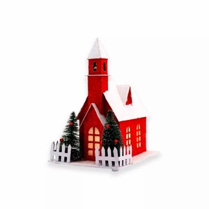 <strong>Christmas</strong> Style <strong>Village</strong> Building Design Glitter Paper <strong>House</strong> Ornament Light Festival Decorated Gift for Holiday Decorations - Product Image 3