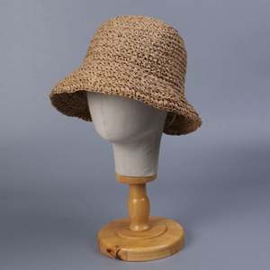 Sombrero de Paja Tejido a Mano para Mujer, Plegable, Protección Solar, Estilo Casual, para Playa, Viajes, Pesca - Product Image 1