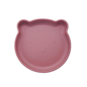 Assiette à ventouse en silicone pour bébé Design d'ours Vaisselle en silicone de qualité alimentaire pour l'alimentation des bébés Assiette en silicone antidérapante - Product Image 5