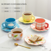 Tasse en céramique personnalisée ins fait à la main irrégulière 10oz tasse à café et soucoupe thé de l'après-midi tasse en grès tasse en céramique