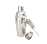 Ensemble de shaker à cocktails personnalisé de qualité supérieure, multicolore, 3 pièces, en acier inoxydable, avec double jigger et passoire, ensemble de shaker standard