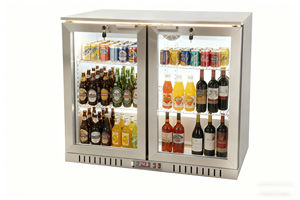 NE-200CS 不锈钢嵌入式户外燃气商用后吧台冷却器 R600A 83CM 台下式 LED 内部照明 2 个玻璃隔间 - Product Image 6