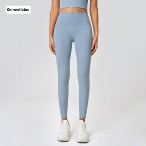 Leggings de <span class=keywords><strong>yoga</strong></span> nus à neuf points taille haute pour femmes Fitness sport vêtements élastiques solides essentiels d'entraînement d'été - Product Image 6