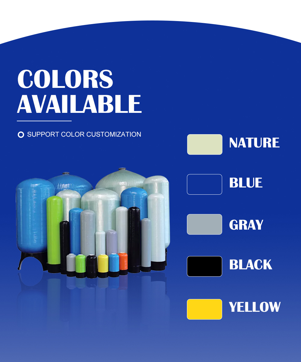 نرم کننده تصفیه آب صنعت پنتایر مخزن آب FRP مخزن فایبر گلاس 150psi 3