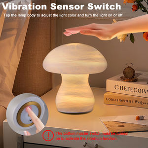 Lampada da Tavolo Ricaricabile ZEROUNO Design a Forma di Fungo in Alabastro, Batteria 2600mAh, RGBW Multicolore, Dimmerabile, con Sensore di Vibrazione - Product Image 4