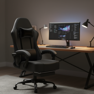 Silla de Juego Ergonómica de Cuero PU con Reposabrazos 4D, Reclinable Manual, Reposacabezas Ajustable y Soporte Lumbar para Oficina en Casa - Product Image 2