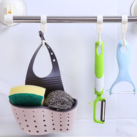 Panier suspendu réglable pour évier avec bouton de fixation, support de rangement de cuisine pour éponge de robinet, double égouttoir