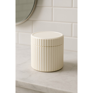 Juego de Organizadores de Baño Cilíndricos Minimalistas de Plástico, 3 Piezas, Soporte para Pinzas de Pelo y Hisopos de Algodón, Fácil de Limpiar, Independiente - Product Image 4