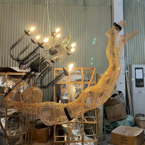 Arte scultura figurina <span class=keywords><strong>oro</strong></span> rosa acrobata luci a sospensione a rete modello 3D lampadario <span class=keywords><strong>donna</strong></span> lampada a sospensione candela - Product Image 6