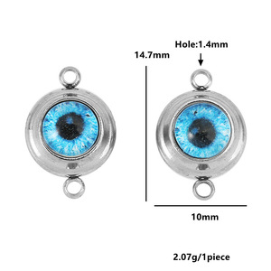 Pendentif œil porte-bonheur en acier inoxydable plaqué or 18 carats, composants de bijoux ronds en acrylique pour la création de colliers, boucles d'oreilles et accessoires DIY - Product Image 2