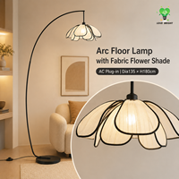 Lampe sur pied moderne et simple avec base en fer flexible et abat-jour en tissu en forme de fleur, alimentation AC, LED, pour salon, chambre, hôtel, décoration