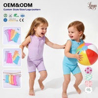Combinaison de yoga sans manches pour filles, combishort athlétique 1/2 zip, justaucorps de gym brodé tendance pour enfants, tenue active