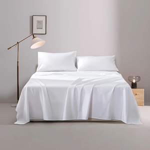 Venta al por mayor de sábanas de hotel 100% algodón de lujo juego de <span class=keywords><strong>cama</strong></span> elástica para King Queen tamaños multicolor liso sábana plana suave Hospital Twin - Product Image 2