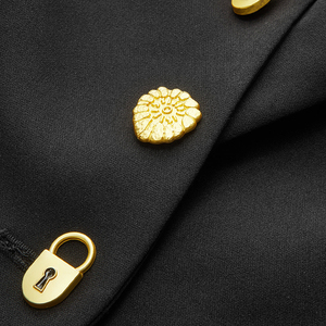 <span class=keywords><strong>Blazer</strong></span> Nero da Donna <span class=keywords><strong>con</strong></span> <span class=keywords><strong>Bottoni</strong></span> Decorativi Dorati Personalizzabili, Giacca Formale Slim Fit per Feste, Personalizzabile - Product Image 3